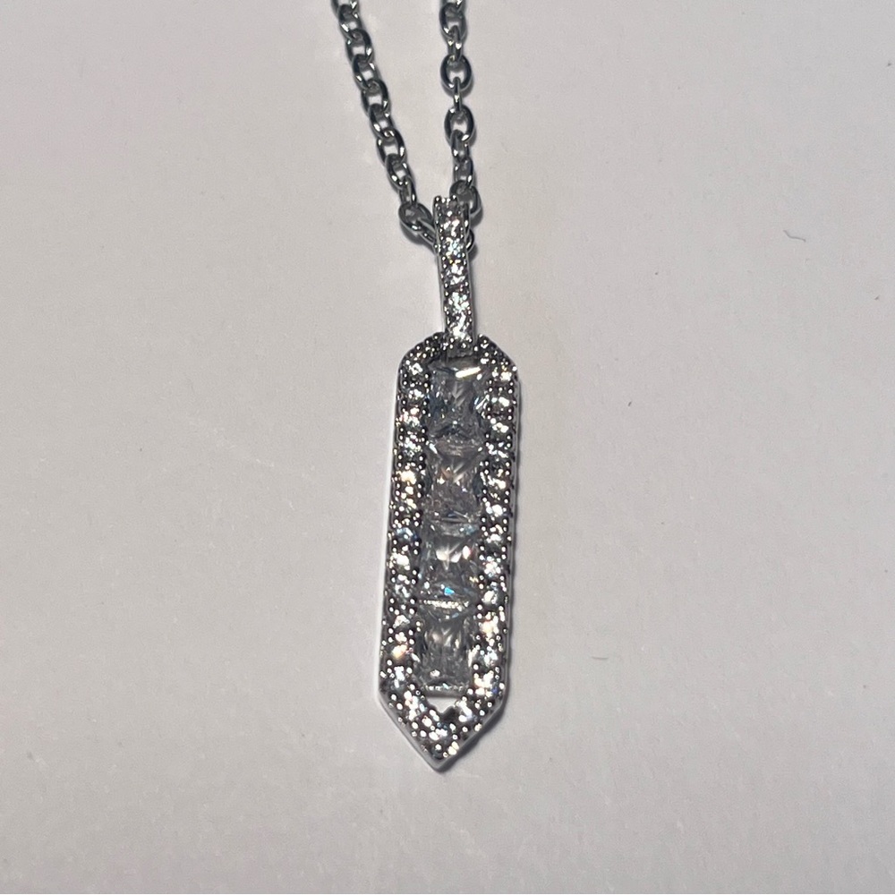 Diamond Bar Pendant Necklace